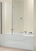 Штора на ванну складная 2-х секционная, 1200х1450мм, крепление слева/справа (проф.цв.хром, стекло 6мм прозрачное),Triumph ZZ