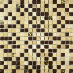 Мозаика Glass & Stone 2029 микс травертин-коричневый-золотоXX  |30х30