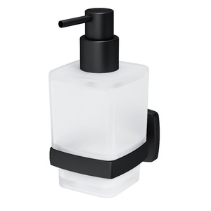 Дозатор стеклянный для жидкого мыла, Gem, подвесной с держателем, цв. черный матовый, ZZ