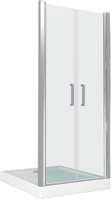Двери распашные (2 ств.) Пандора SD 900*1875 , стекло прозрач. профиль хром