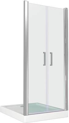 Двери распашные (2 ств.) Пандора SD 1000*1850 , стекло прозрач. профиль хром