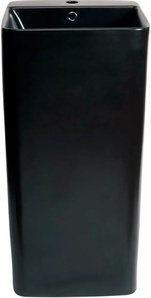 Раковина прямоугольная напольная 42x41х84 см, слив-перелив в комплекте, цв. черный матовый ZZ