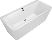Ванна 1800х800хh450(620)мм, отдельностоящая, (кварил цв.96 star white), (слив-перелив, крышки цв.белый и хром в компл.,), Squaro Excellence Duo ZZ